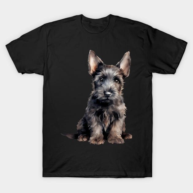 Puppy Scottish Terrier T-Shirt by DavidBriotArt